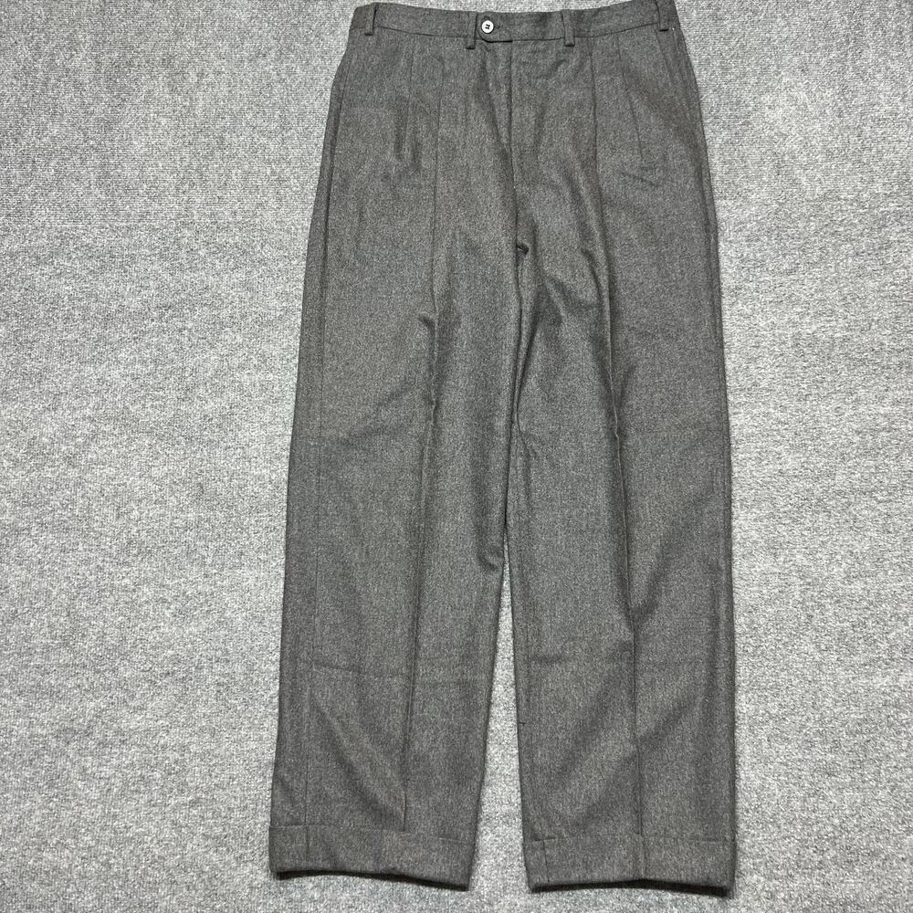 Luciano Barbera Pants Mens 34x30 Gray Wool Pleated Dress Trousers Italy 52